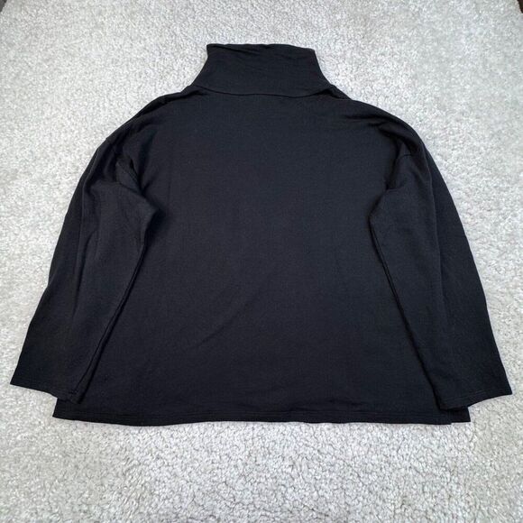 Eileen Fisher Cozy Brushed Stretch Mock Neck Top Black - Picture 4 of 9